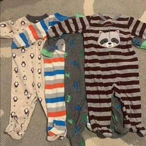 Four fleece footed pajamas